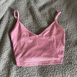 SHEIN Pink Ribbed Tank Top